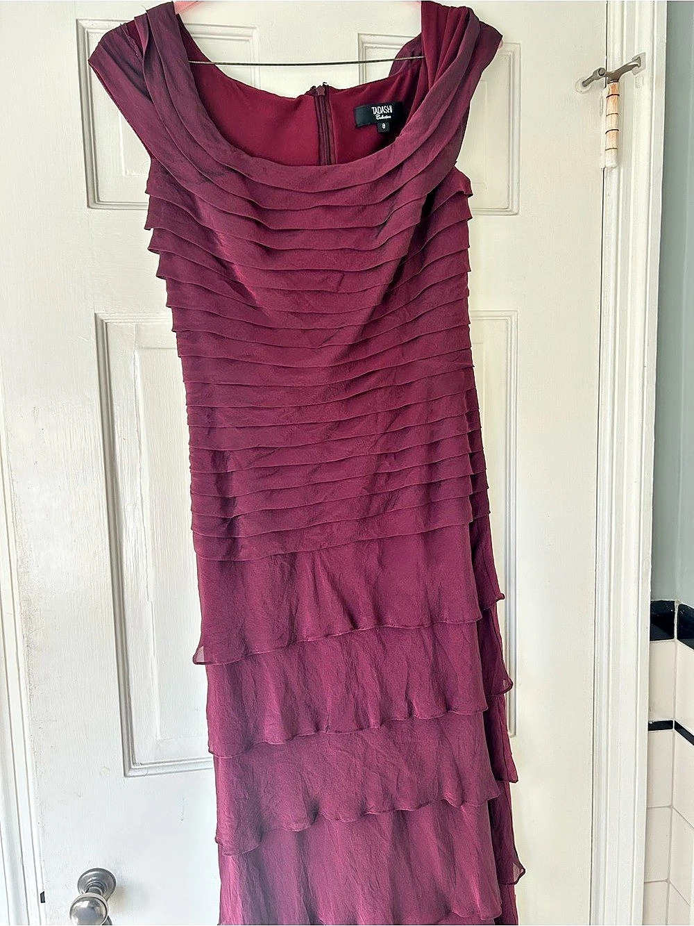 Tadashi Layered Midi Dress in Purple Size 8 Like New